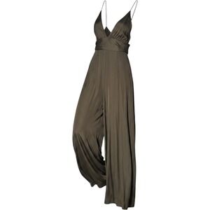 One X One Teaspoon Womens Jumpsuit XS Brown Wide Leg V-Neck Backless Minimalist